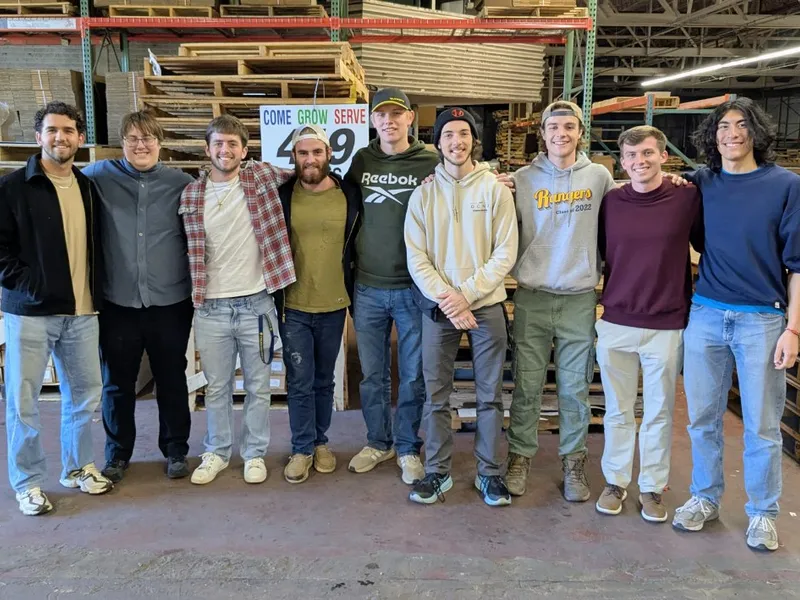 Campus Forge men serving together on a volunteer project